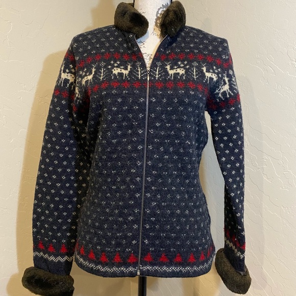 Lauren Ralph Lauren Sweaters - Women’s Ralph Lauren Blue Pure Wool ZIP Sweater S